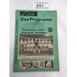 63/64 Eintracht Frankfurt v Manchester United Football Programme: Friendly dated 13 8 1963 in
