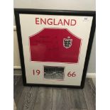 Martin Peters England Signed Framed Display: Red replica shirt signed by Peters who was asked by