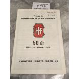 75/76 Hvidovre v Manchester United Football Programme: Excellent condition with no team changes.