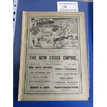 1910/11 Millwall v Woolwich Arsenal Football Programme: First team LPC Cup match dated 10 10 1910.