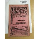 1911/12 Sheffield United v Denaby Utd Football Programme: 4 page reserve match with insert being a