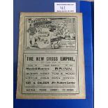 1910/11 Millwall v Bristol Rovers Football Programme: First team Southern League Division One