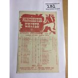 45/46 Manchester United v Blackburn Rovers Football Programme: Very good condition League match with