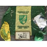 Norwich City Football Memorabilia: Includes a framed cartoon from 1966, Selection of mid 90s Norwich