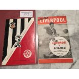 64/65 Reykjavik v Liverpool Football Programmes: Both legs of the European Cup match with leg in