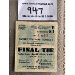 1935 FA Cup Final Football Ticket: West Brom v Sheffield Wednesday ticket is in good condition.