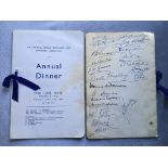 1960 Signed Managers Association Dinner Menu: From the family of Harry Warren the ex Southend