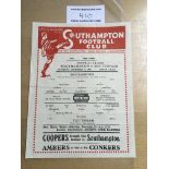 45/46 Southampton v Tottenham Football Programme: Very good condition single sheet with no team