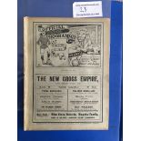 1910/11 Millwall v Portsmouth Football Programme: First team Southern League Division One match