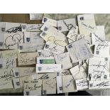 England Signed White Card Football Autographs: 54 white cards signed by legends such as Lofthouse