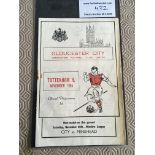 55/56 Gloucester City v Tottenham Reserves Football Programme: Friendly dated 19 11 1955 with no