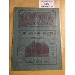 1919/20 Aston Villa v Liverpool Football Programme: Dated 20 9 1919 making it 100 years old a few