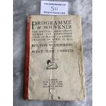 1923 FA Cup Final Football Programme: Bolton Wanderers v West Ham in very poor condition without