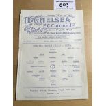 1928/29 Chelsea Practice Match Football Programme: Dated 13 8 1928. Single sheet programme in good