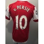 2010/2011 Arsenal Match Worn Football Shirt: Short sleeve red Nike shirt with Fly Emirates