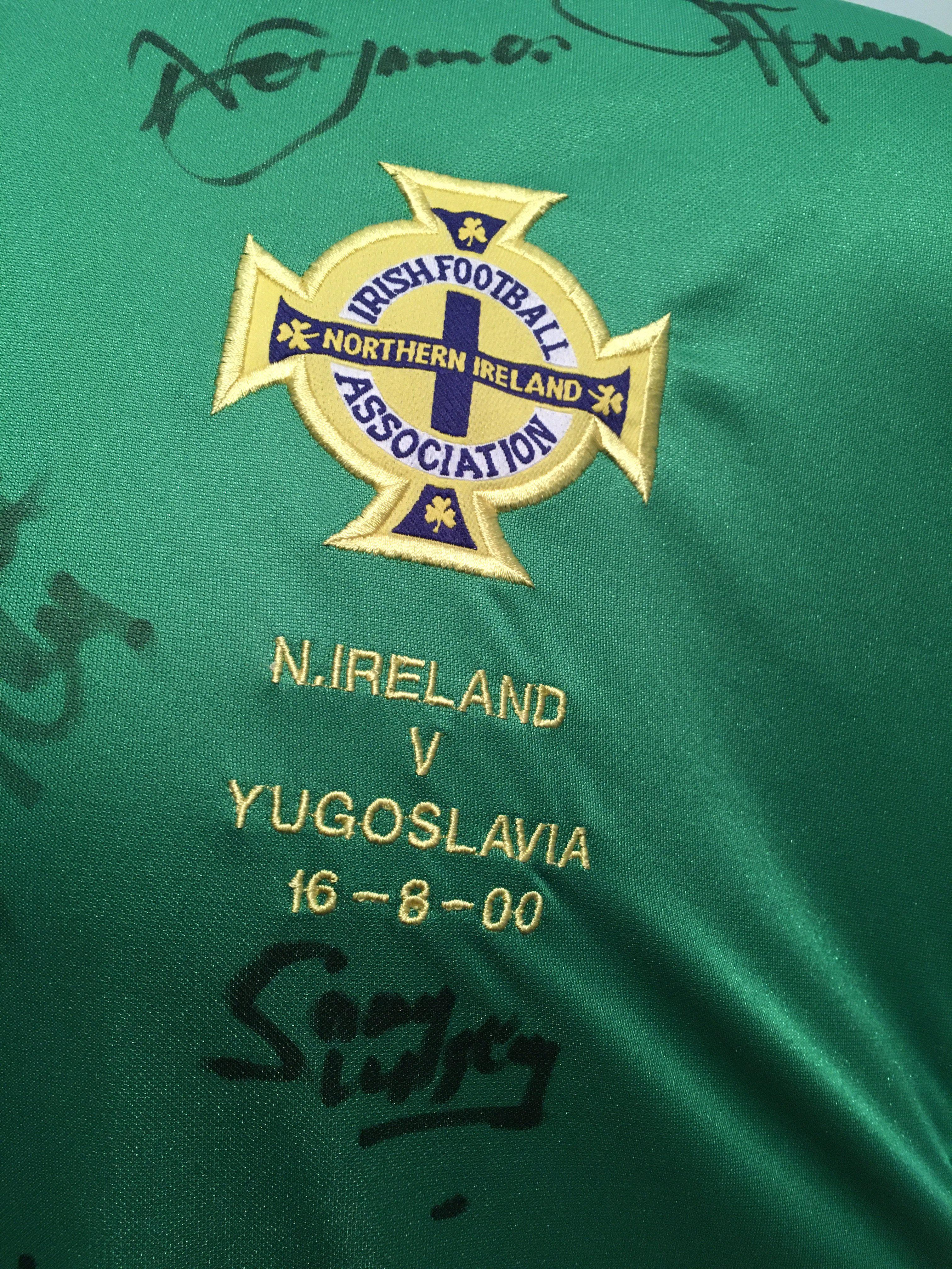 Northern Ireland 2000 Signed Match Issued Football Shirt: Green long sleeve home shirt issued for - Image 3 of 3