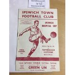 51/52 Ipswich Town v Tottenham Hospital Cup Football Programme: Dated 5 5 1952. Tear on lower