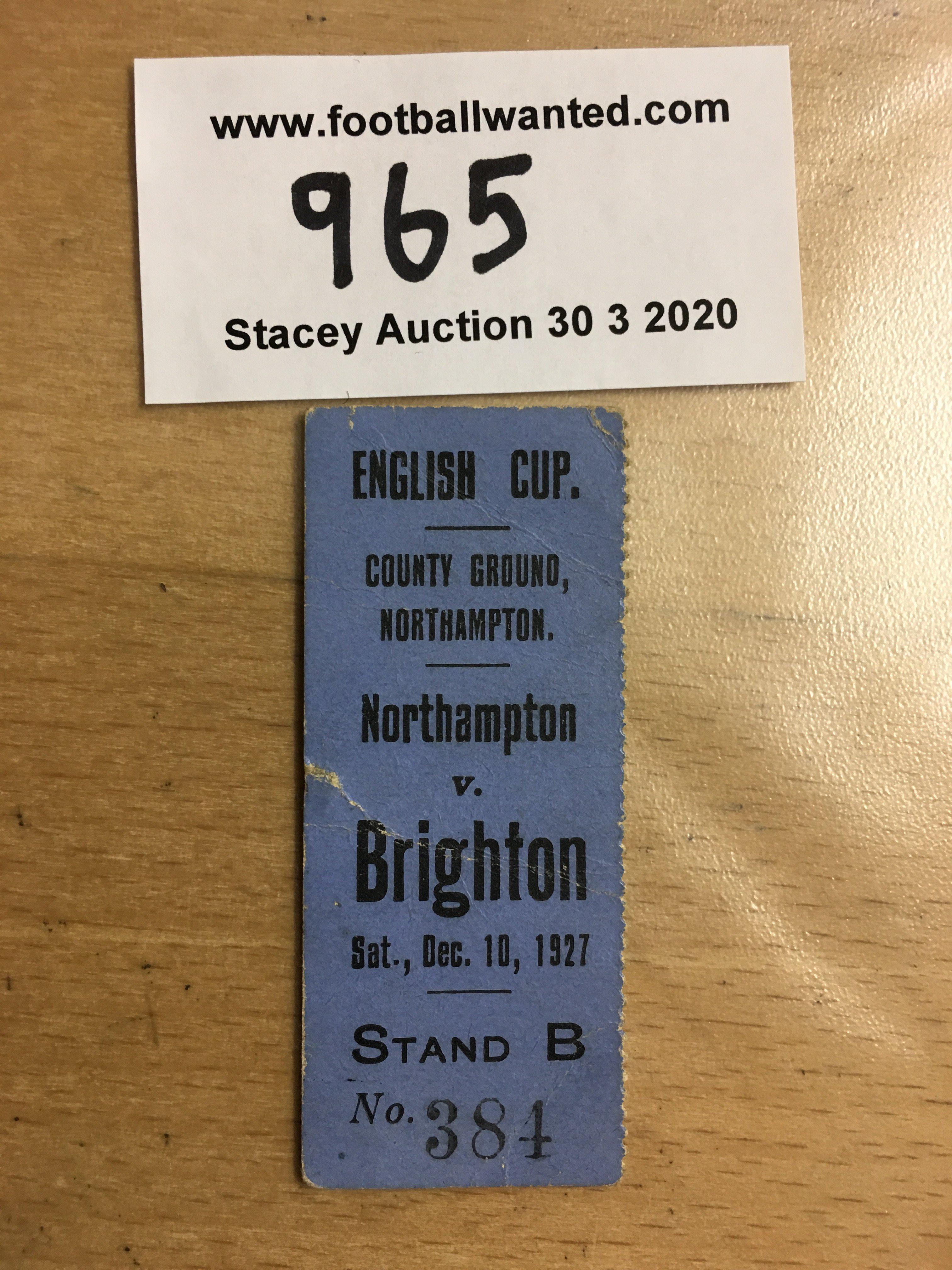 27/28 Northampton Town v Brighton FA Cup Football Ticket: Left hand counterfoil with match