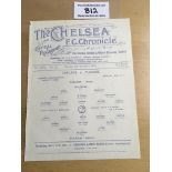 1926/27 Chelsea v Fulham Football Programme: Dated 8 11 1926. London Professional Charity Fund.