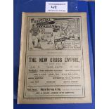 1910/11 Millwall v West Ham Football Programme: First team Southern League Division One match