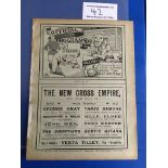 1910/11 Millwall v Brentford Football Programme: First team Southern League Division One match dated