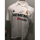 Zidane Signed Real Madrid Football Shirt: Short sleeve white home shirt clearly signed with