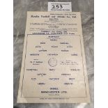 59/60 Burnley v Manchester United Cup Final Football Programme: Lancs Cup single sheet dated 12 4