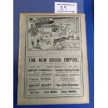 1910/11 Millwall v Swindon Town Football Programme: First team Southern League Division One match