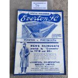 36/37 Everton v Portsmouth Football Programme: Excellent condition with no writing dated 21 11 1936.