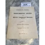 1946 BAOR Combined Services v Manchester United Football Programme: Dated 20 3 1946 played in