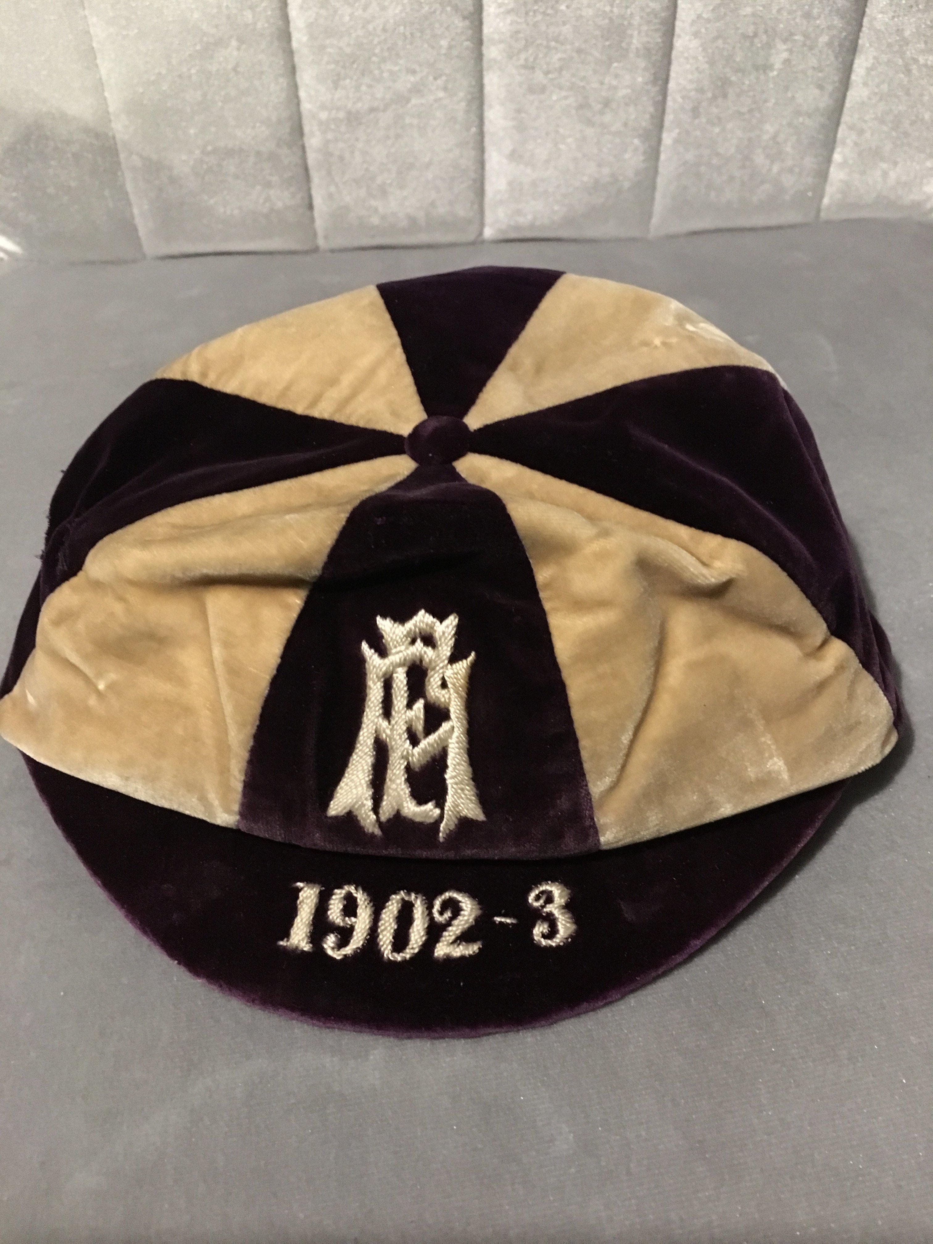 Ben Warren 1902/03 England Inter League Football Cap: Nice purple and cream cap with EFL embroidered