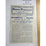 1946 South Cup Final Football Programme: Bournemouth v Walsall played at Chelsea on 4 5 1946. Near