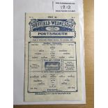 33/34 Sheffield Wednesday v Portsmouth Football Programme: Dated 18 11 1933 in good condition with