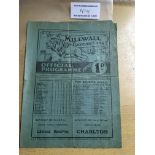 32/33 Millwall v Tottenham Football Programme: Dated 29 10 1932 with no team changes. Tears to