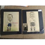 Tottenham 1940s Original Player Artwork: Hand sketched in colour of Spurs players. Whilst drawn in