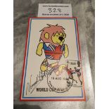 Norman Hunter England Signed World Cup Willie Football Postcard: Original postcard with World Cup
