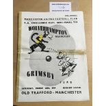 1939 FA Cup Semi Final Football Programme: Wolverhampton Wanderers v Grimsby played at Manchester