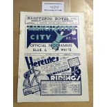 38/39 Manchester City v Tottenham Football Programme: Dated 5 11 1938 with no team changes. Very