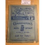 37/38 Millwall v Bristol City Football Programme: Third Division match dated 5 2 1938. A tiny