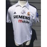 Ronaldo Signed Real Madrid Champions League Shirt: Adult size white official football shirt with