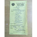 71/72 Liverpool Signed Football Team Sheet: This is the sheet handed to referee dated 9 10 1971 v