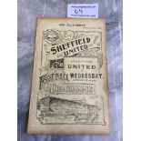 1908/09 Sheffield United Reserves v Newark Football Programme: 4 pager dated 19 12 1908. Ex bound in