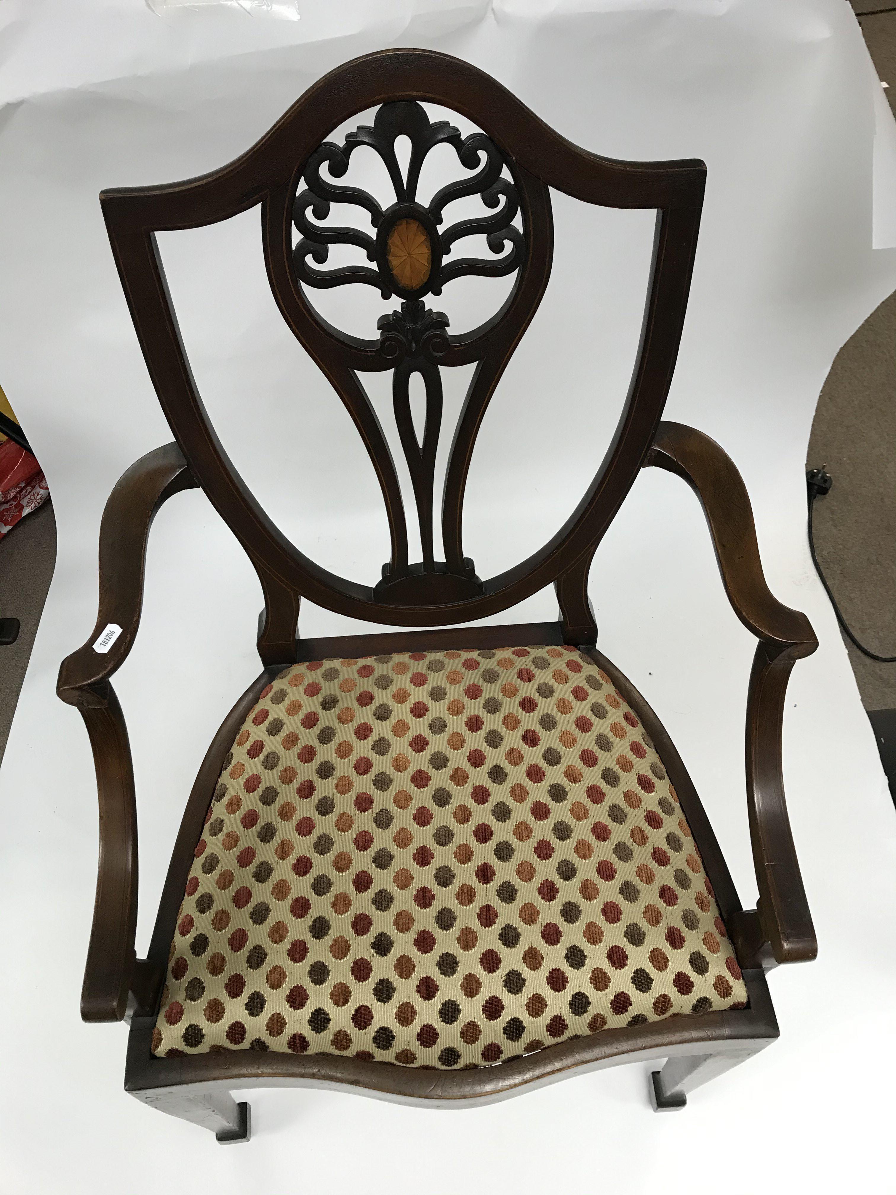 An Edwardian inlaid mahogany carver chair - NO RESERVE