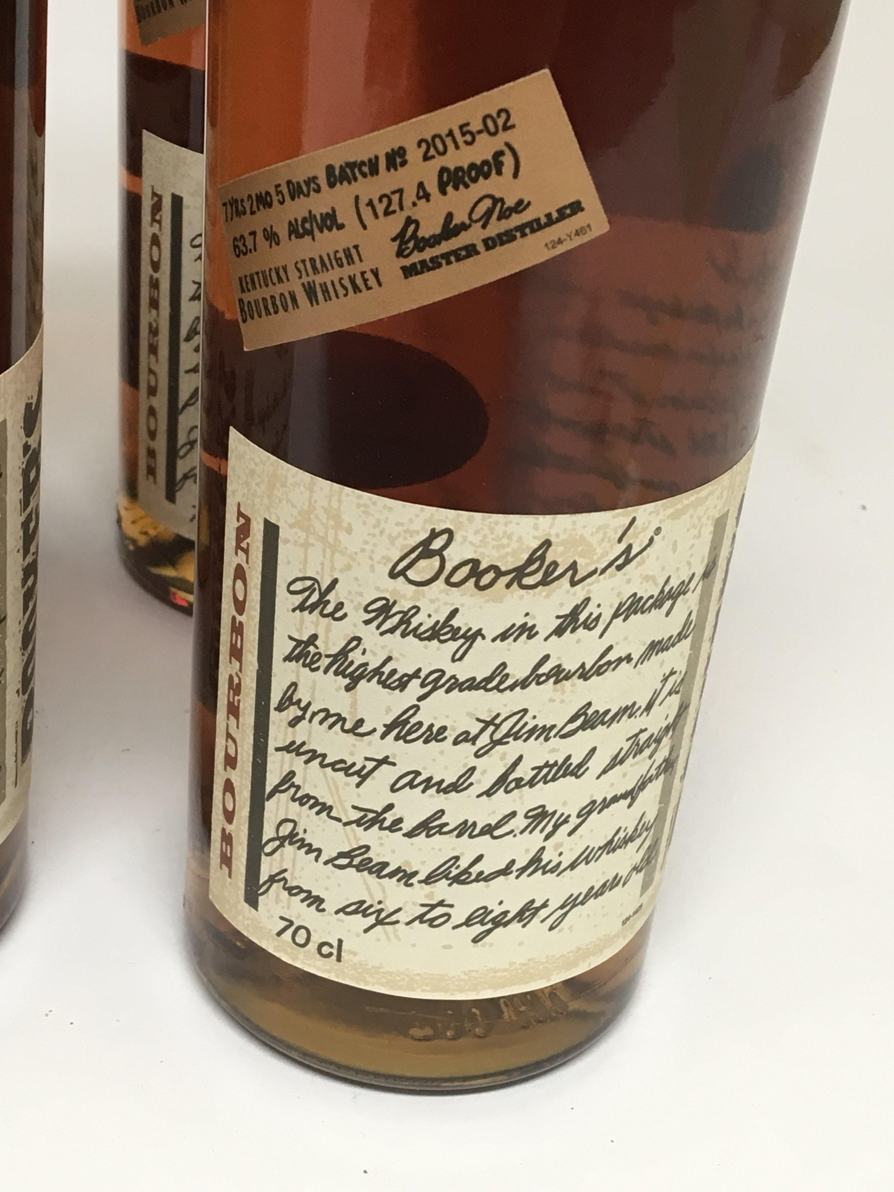 Six bottles of imported Bookers 7 year old Kentucky Bourbon whiskey. Conforming batch numbers 2015- - Image 2 of 2