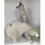 2 large Copenhagen figures of polar bears. H.32cm