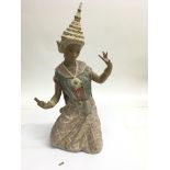 A large Lladro matt glaze figure of a Siamese dancing girl, lacking one finger.Approx 45cm high