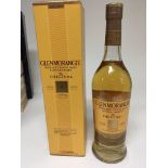 A bottle of Glenmorangie Highland single Malt Whisky ten year old with box. 70cl.