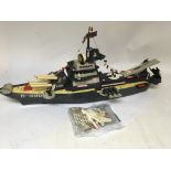 Marx toys, Deluxe, Battle boat, The USS Battlewagon, 1964, incomplete but most parts are there, with