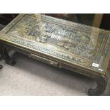 A 20th century Chinese carved hardwood table with a rectangular top. 88x45cm