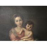 A large and imposing 19 th century Italian school gilt framed oil on canvas depicting virgin and